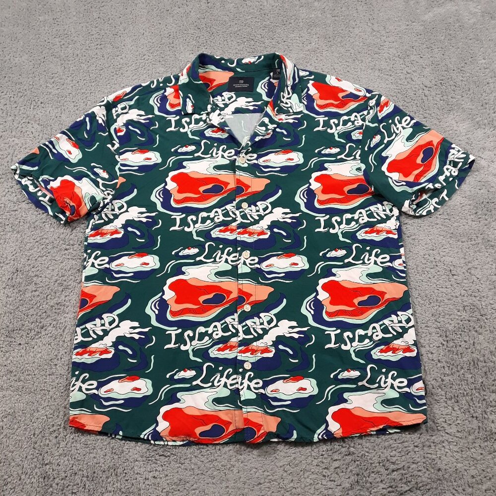 Scotch & Soda Island Life Shirt Mens‎ L Button Up Hawaiian Abstract Viscose